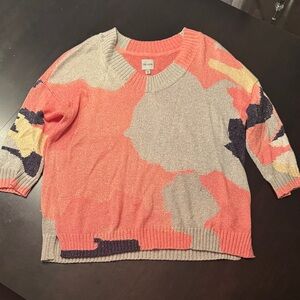 NIC+ZOE Coral and Gray Women's Sweater